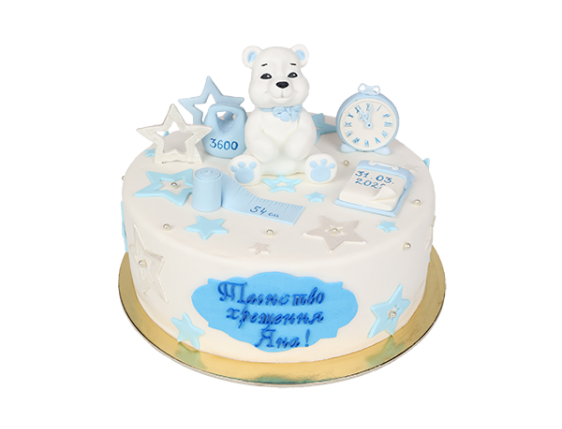 Торт на Крещение в голубых тонах