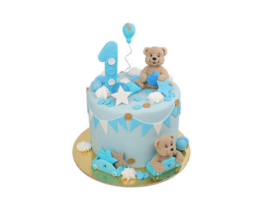 Торт с плюшевым мишкой и звездочками