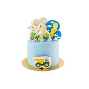 Торт с трактором, краном и самосвалом - 1 изображение