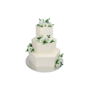 Торт шестиугольной формы с цветами эустомы - 1 изображение