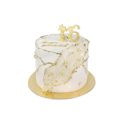Торт белый с золотом и изомальтом - 1 изображение