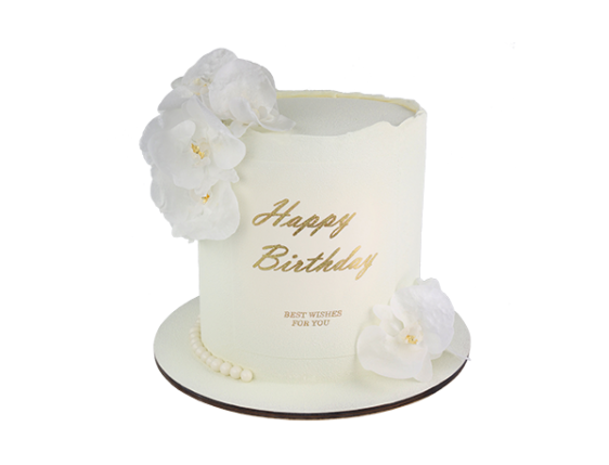 Торт с бусинами и орхидеями