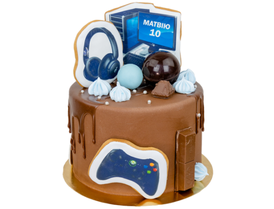 Торт «Комп’ютер, навушники, джойстік»